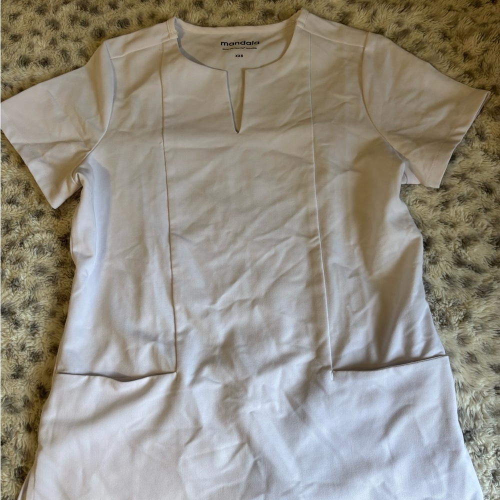 Mandala White Scrub Top